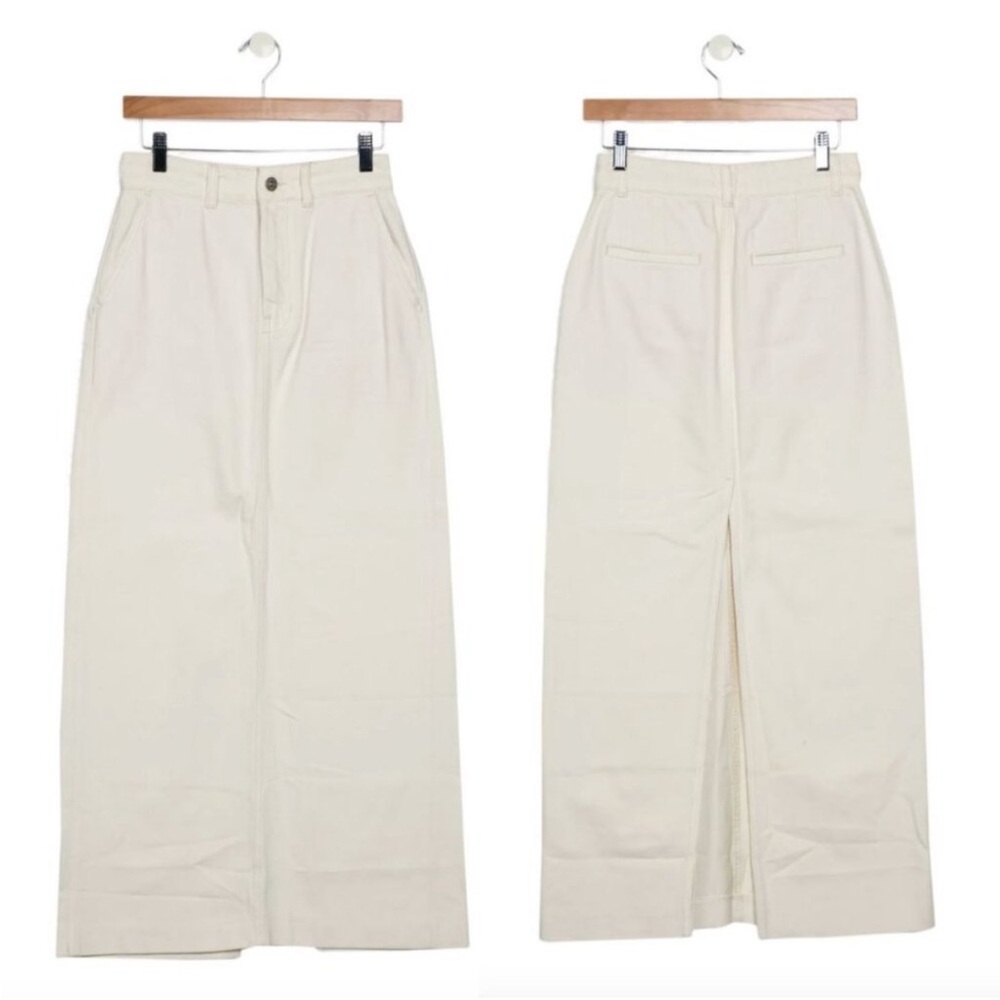 Reformation Cream Denim Midi Skirt
